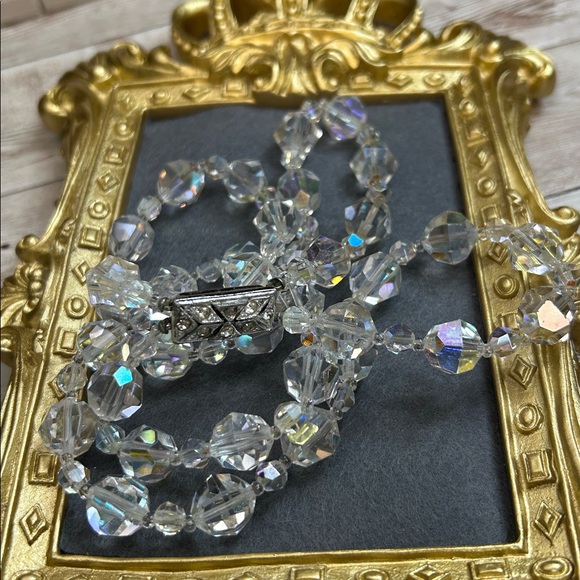 Vintage double-strand Aurora Borealis (AB) chunky crystal - Picture 5 of 8